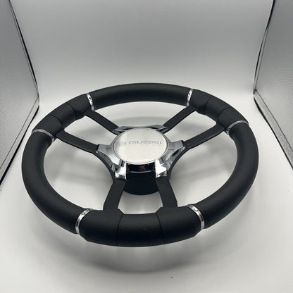 Malera Boat Steering Wheel Black Aluminum Spokes | Gussi Italia Logo