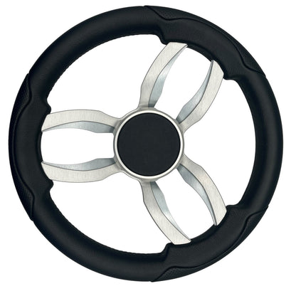Garda Boat Steering Wheel Brushed Dual Spoke Alum | Plain Center Cap