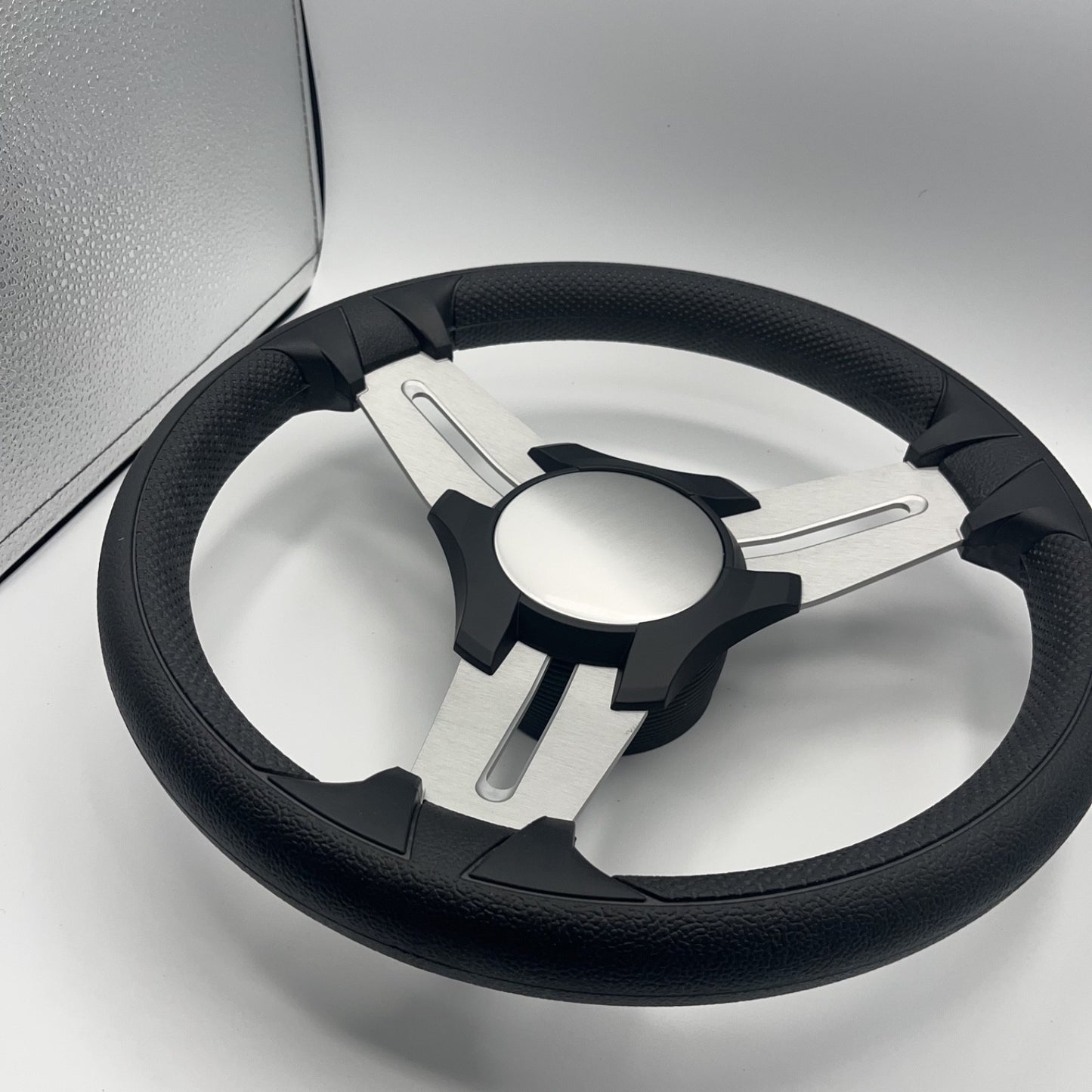 Model 15 Marine Steering Wheel Brushed Aluminum Spokes | Black Blank