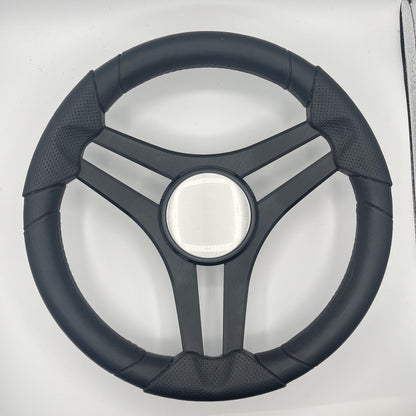 Molinara Marine Steering Wheel Black Brushed Alum Spokes | Plain Brushed