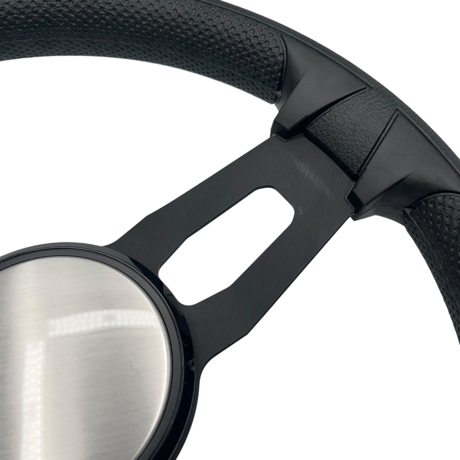 Model 15 Marine Steering Wheel Black Brushed Aluminum Spokes | Blank Dome