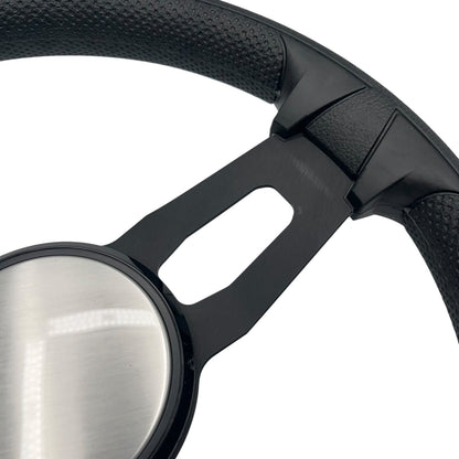 Model 15 Marine Steering Wheel Black Brushed Aluminum Spokes | Blank Dome