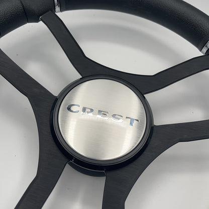 Malera Boat Steering Wheel Black Aluminum Spokes | Crest Boats