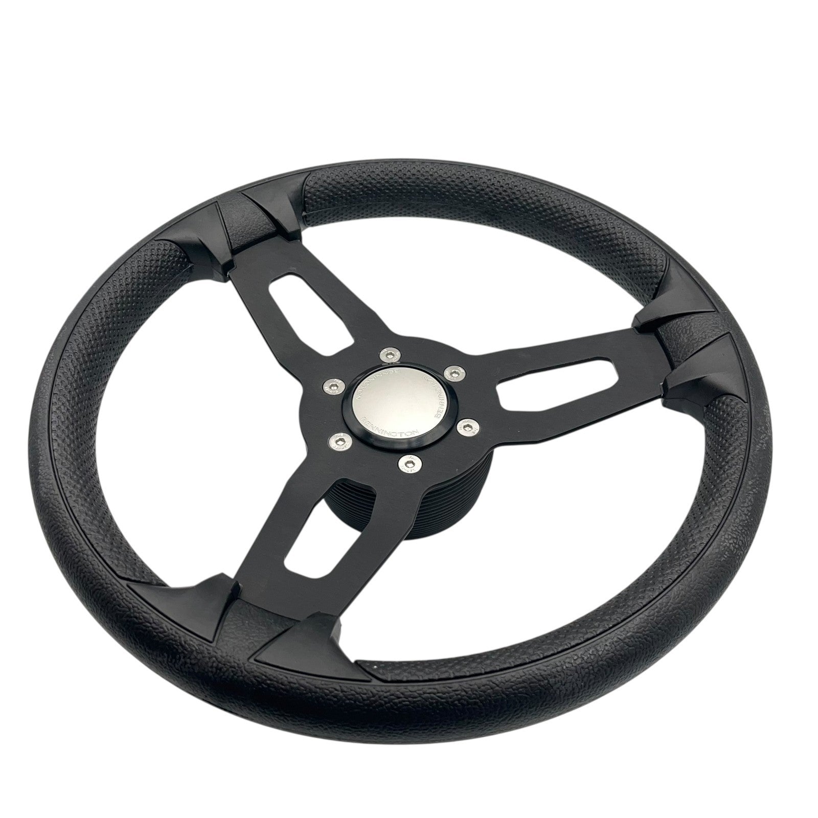 Model 15 Marine Steering Wheel Black Brushed Aluminum Spokes | Bennington