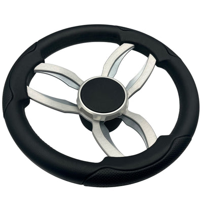 Garda Boat Steering Wheel Brushed Dual Spoke Alum | Plain Center Cap