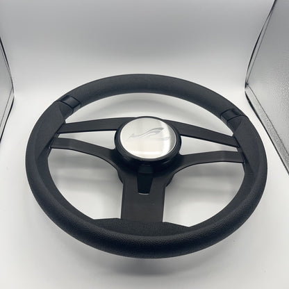 Badia Boat Steering Wheel Brushed Black Aluminum Spokes | SeaRay Boats