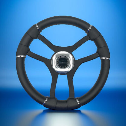 Malera Boat Steering Wheel Black Aluminum Spokes | Stabicraft