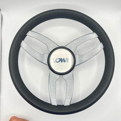 Cabrio Boat Steering Wheel Gray Brushed Alum Spoke | Lowe Boat