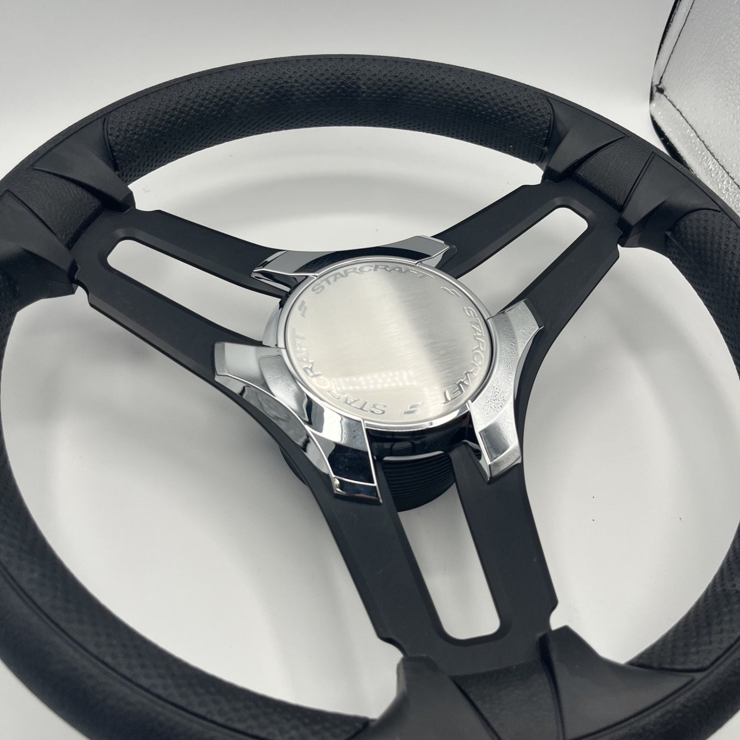 Gussi Italia Marine Steering Wheel Black Brush Metal Spokes | Starcraft