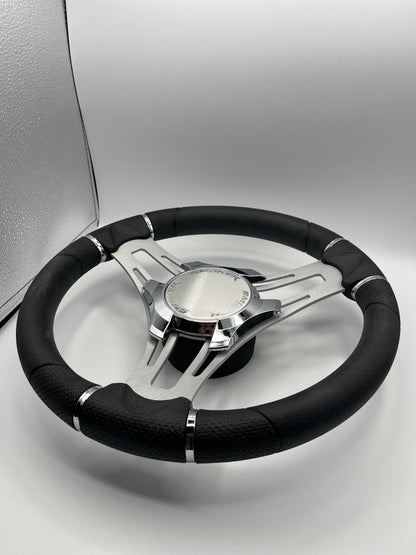 Verona Boat Steering Wheel Gray Brushed Aluminum Spokes | Smoker Logo