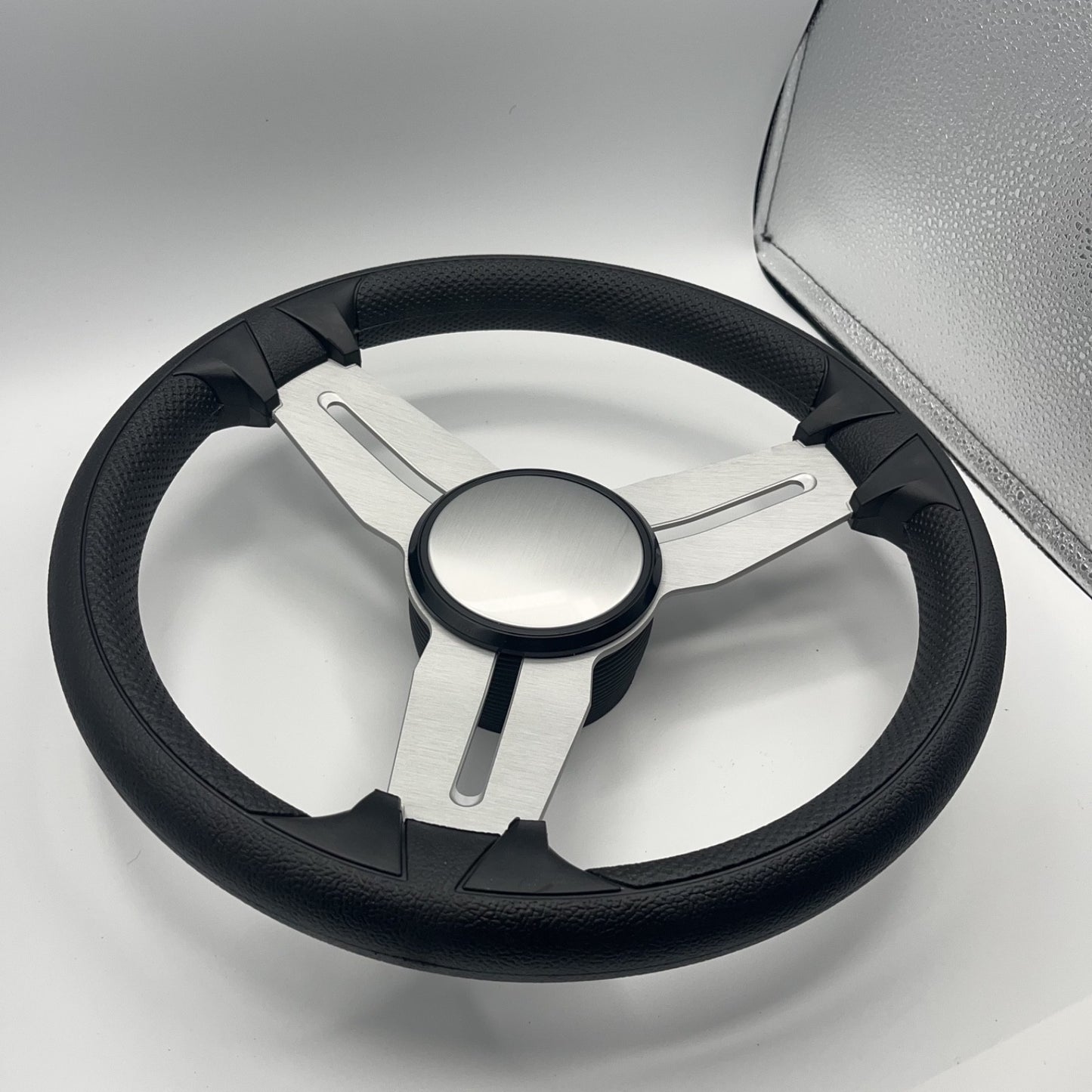 Model 15A Marine Steering Wheel Brushed Aluminum Spokes | Blank Cap