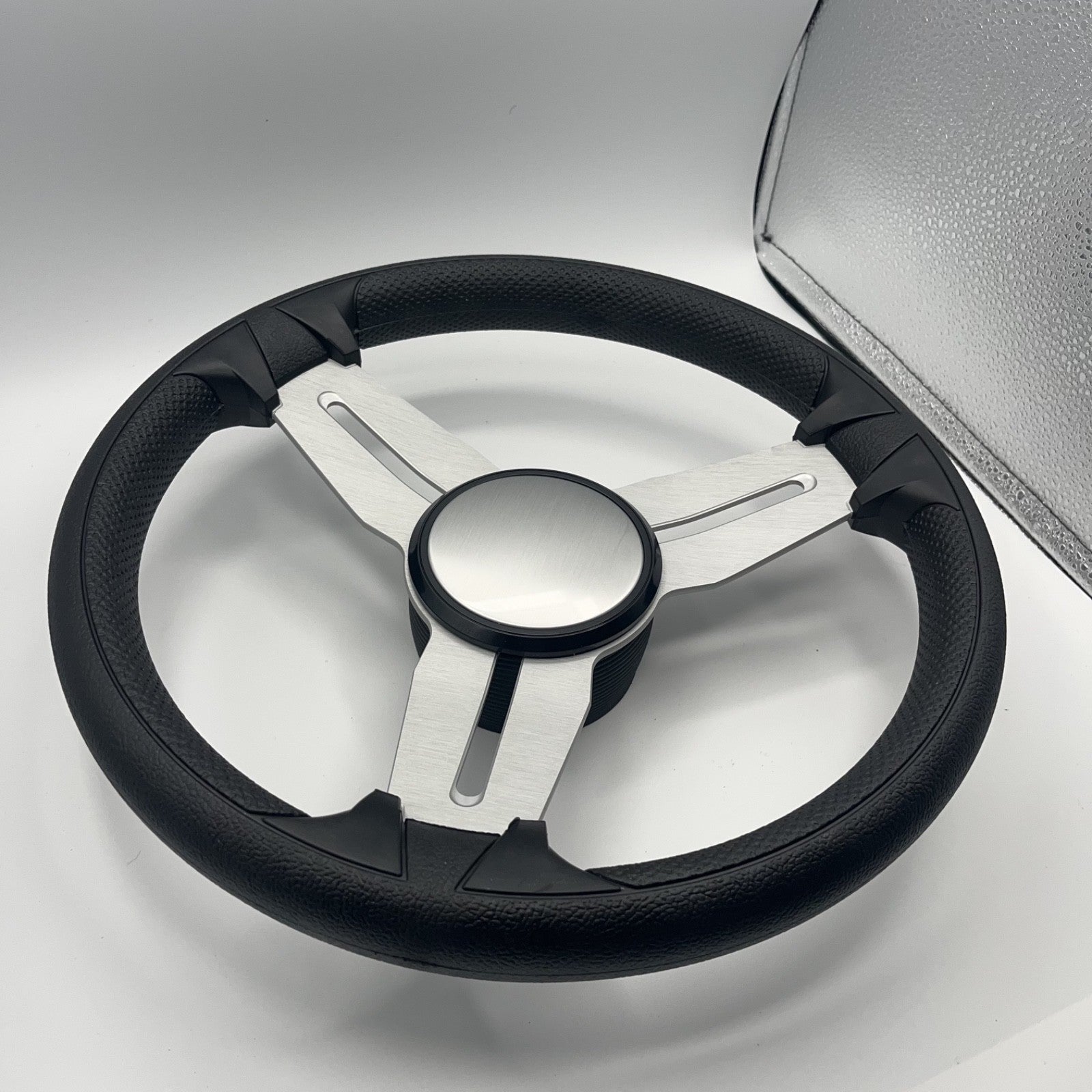 Model 15A Marine Steering Wheel Brushed Aluminum Spokes | Blank Cap