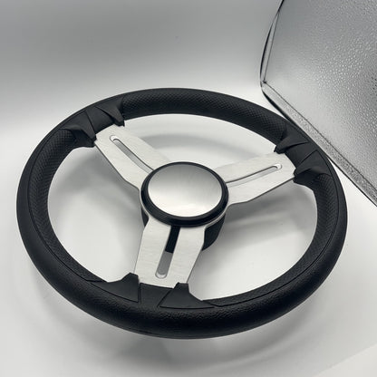 Model 15A Marine Steering Wheel Brushed Aluminum Spokes | Blank Cap