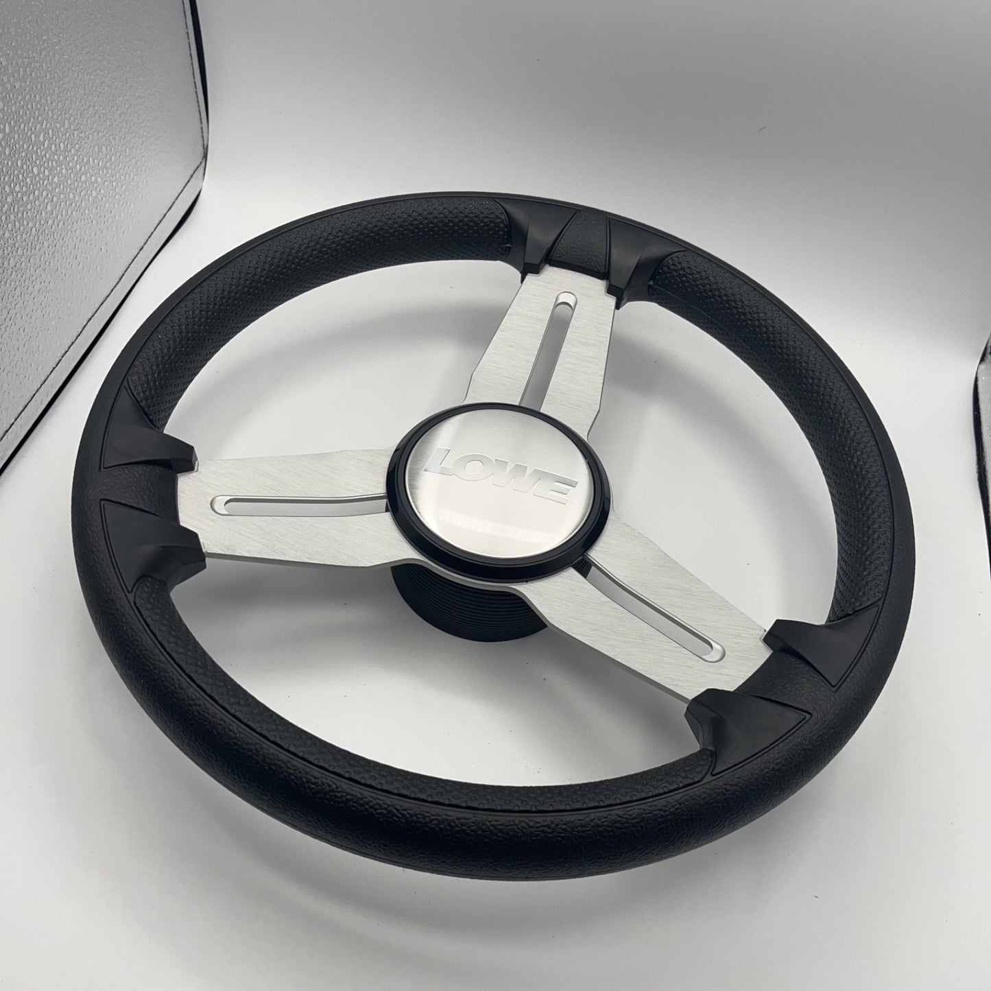 Model 15A Marine Steering Wheel Brushed Alum Spokes | Lowe Boats Cap