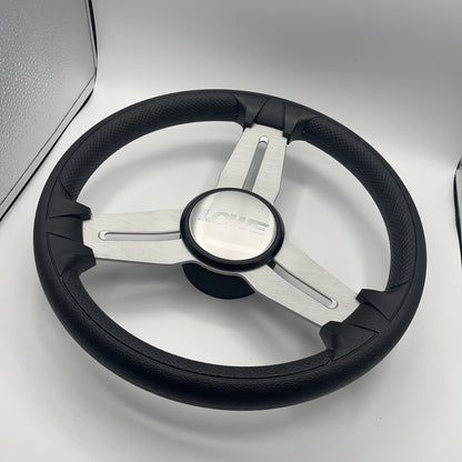 Model 15A Marine Steering Wheel Brushed Alum Spokes | Lowe Boats Cap