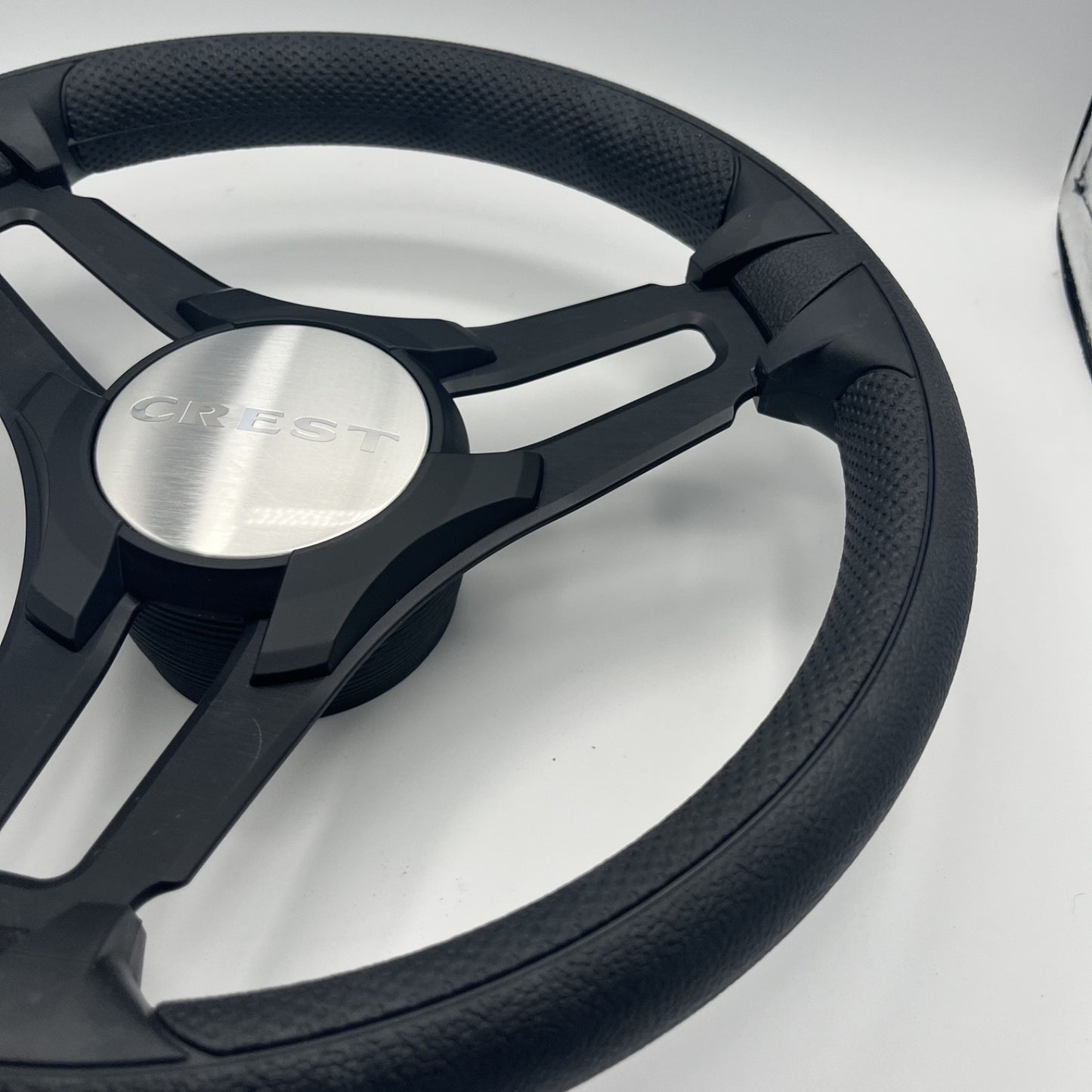 Gussi Italia Marine Steering Wheel Black Brush Metal Spokes | Crest
