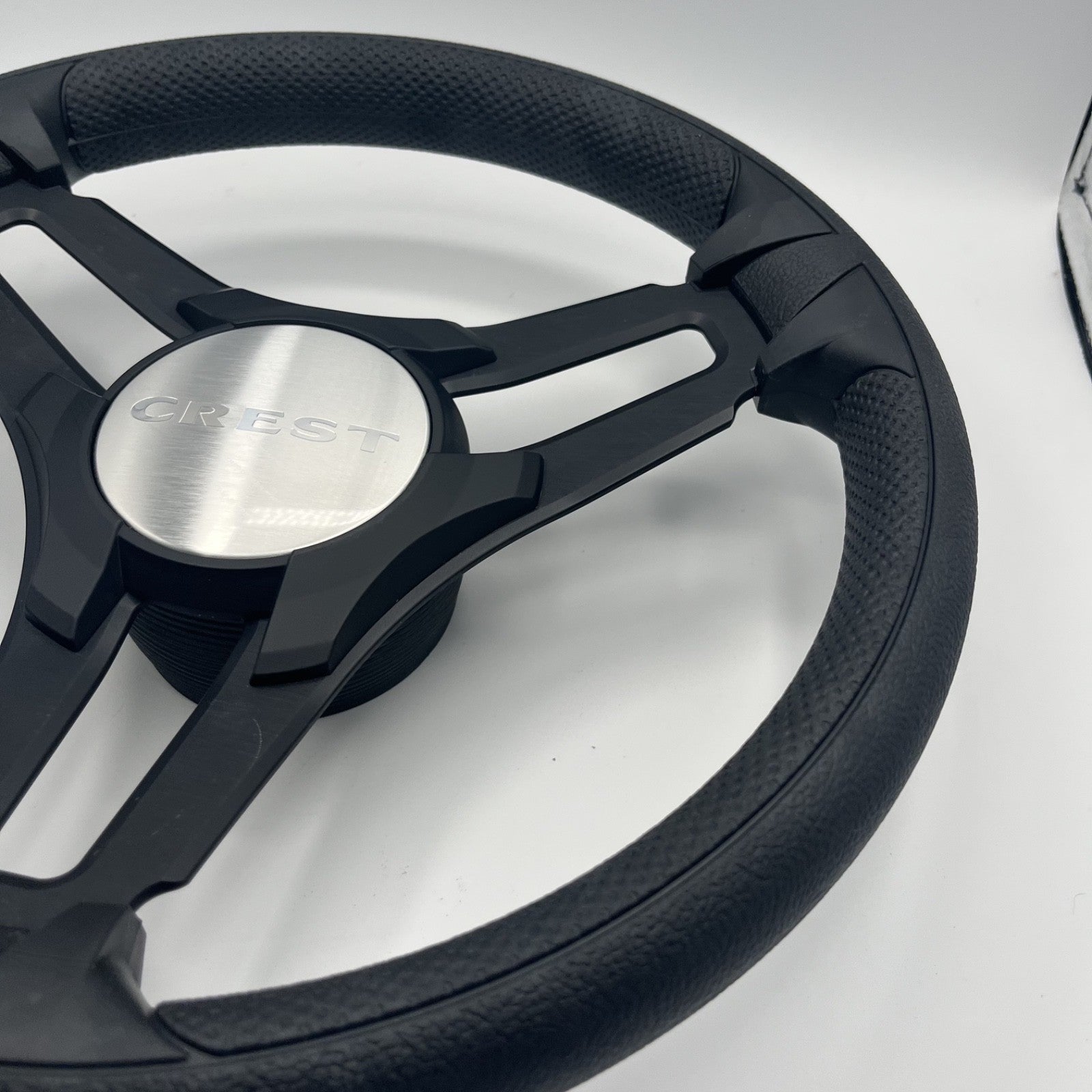 Gussi Italia Marine Steering Wheel Black Brush Metal Spokes | Crest