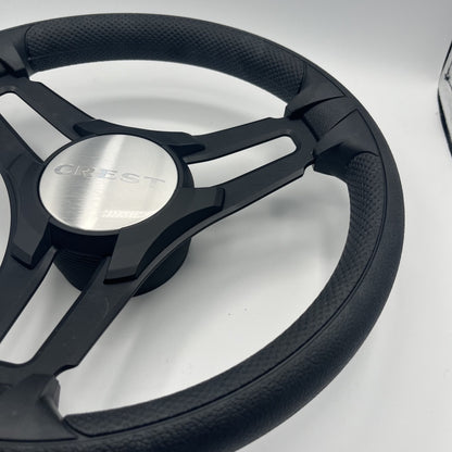Gussi Italia Marine Steering Wheel Black Brush Metal Spokes | Crest