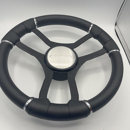 Malera Boat Steering Wheel Black Aluminum Spokes | Crest Boats