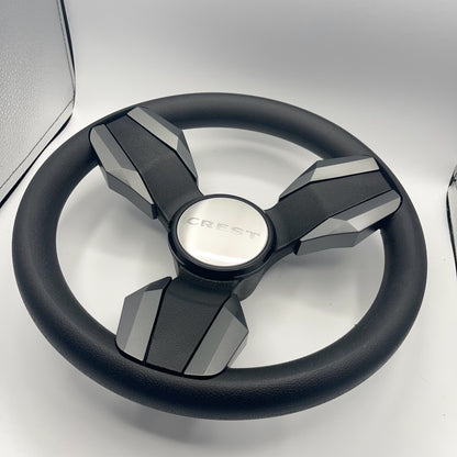 Collina Boat Steering Wheel Dark Gray Inserts - Crest - Keyed ONLY