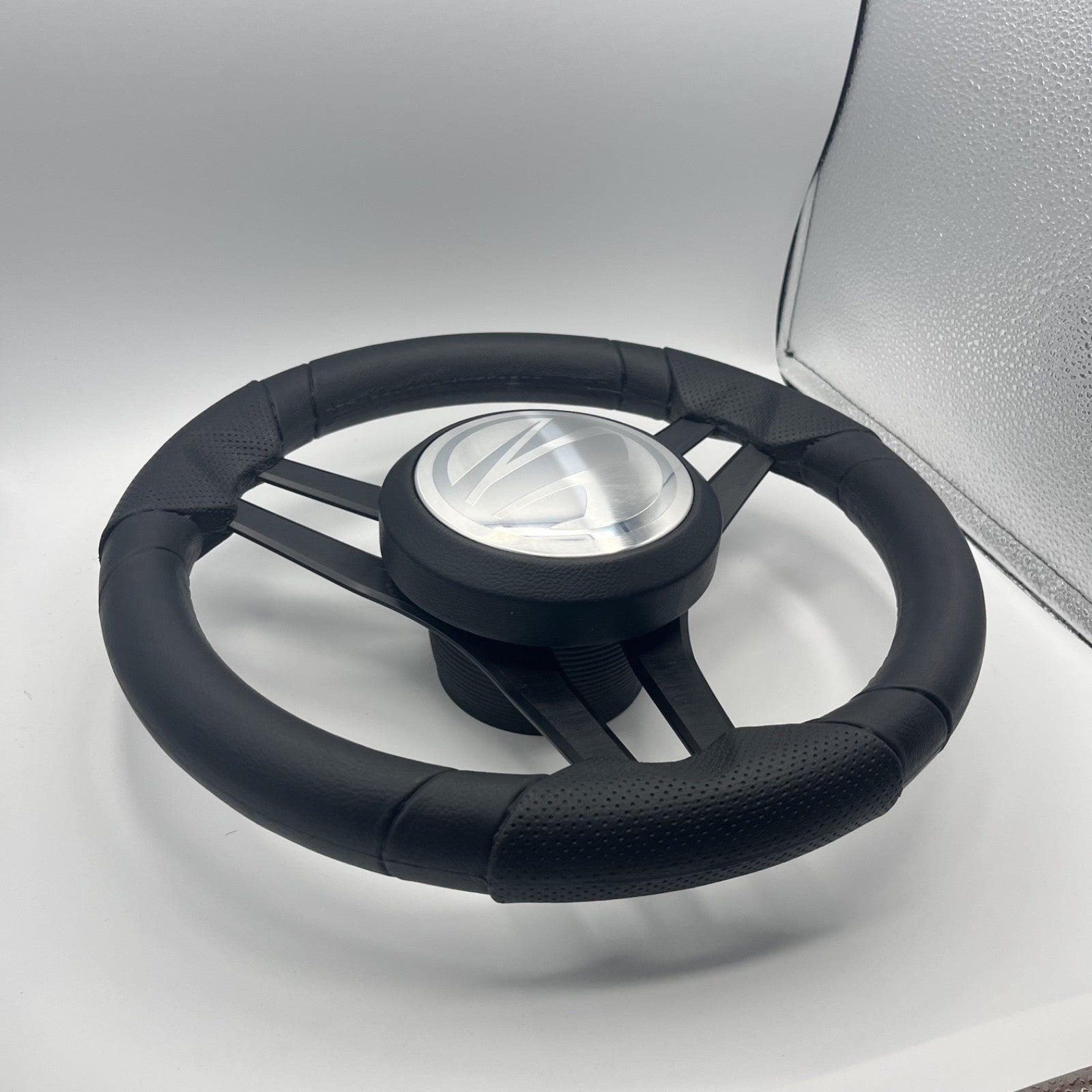 Molinara Marine Steering Wheel Black Brushed Aluminum Spokes | Tige