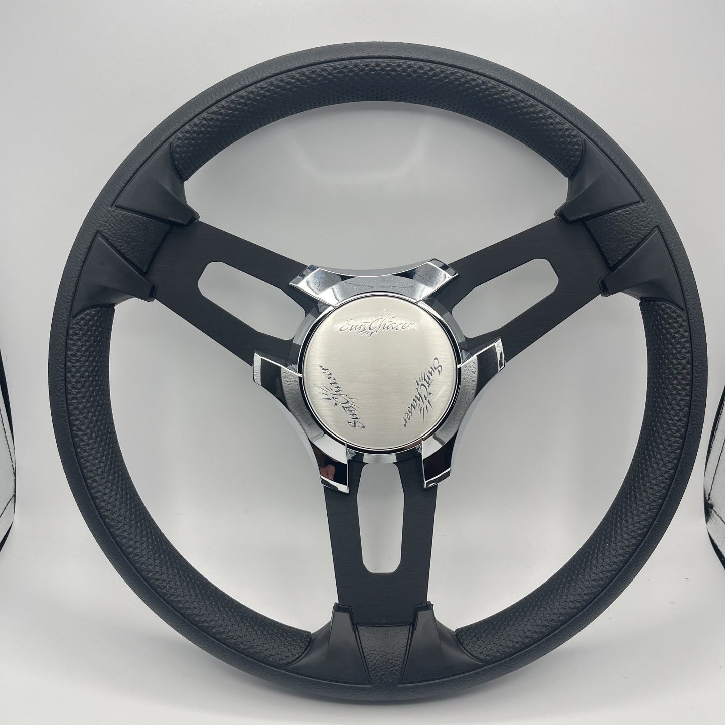 Gussi Italia Boat Model 15 Steering Wheel Black Brushed Alum Spokes | SunChaser