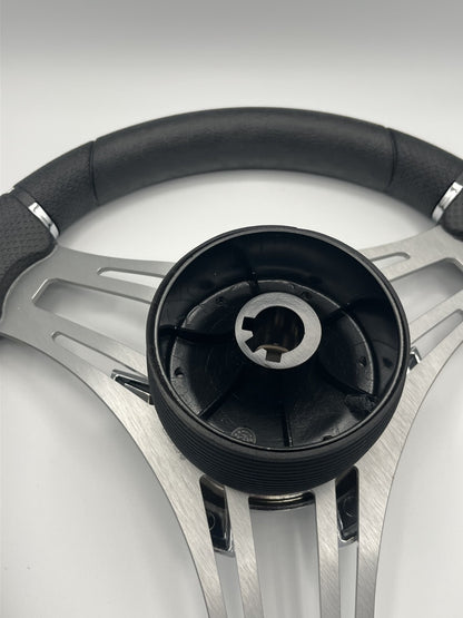 Verona Boat Steering Wheel Gray Brushed Aluminum Spokes | Gussi Italia