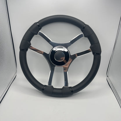 Malera Boat Steering Wheel Chrome Spokes | ABS Chrome Dome Blank SS Ctr.