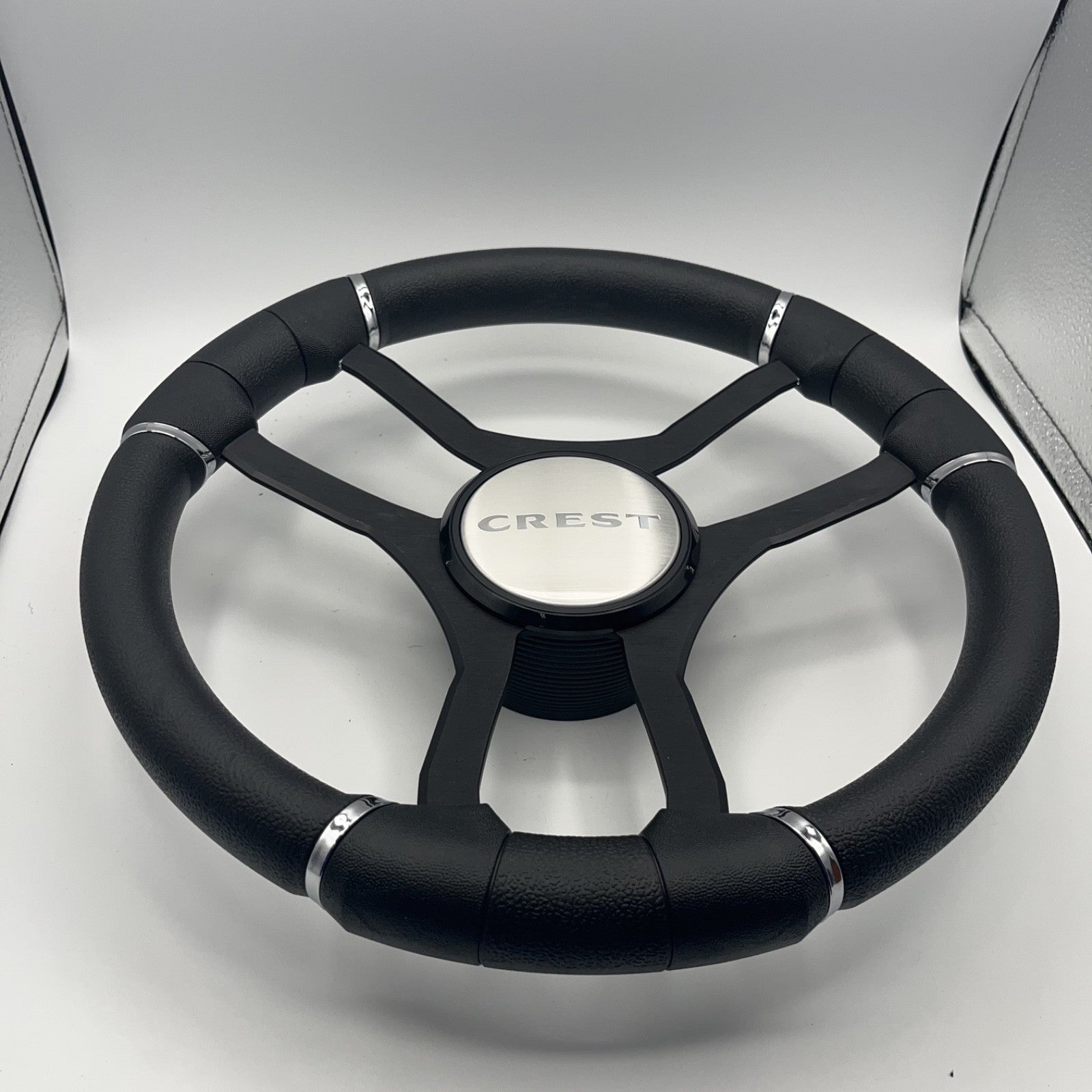 Malera Boat Steering Wheel Black Aluminum Spokes | Crest Boats