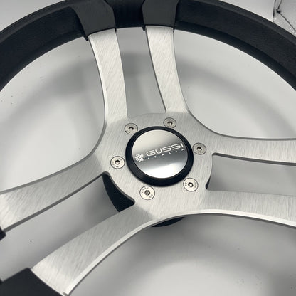 Benaco Boat Steering Wheel Brushed Aluminum Spokes | Gussi Snap-in