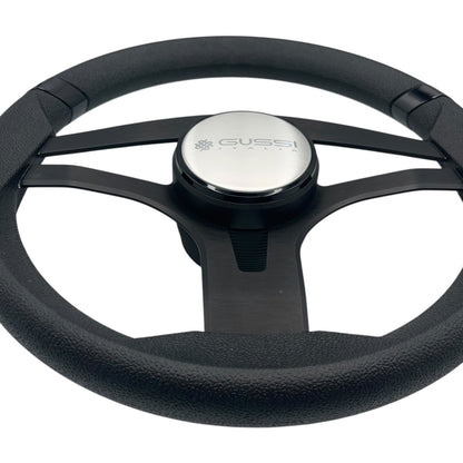 Badia Boat Steering Wheel Brushed Black Aluminum Spokes