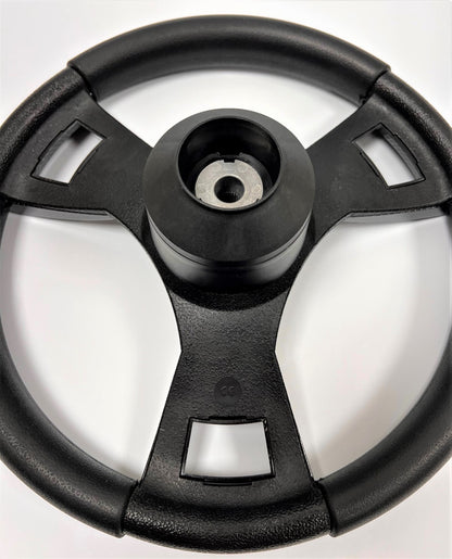 Model M13B Black & Silver Steering Wheel fits E-Z-GO Golf Carts