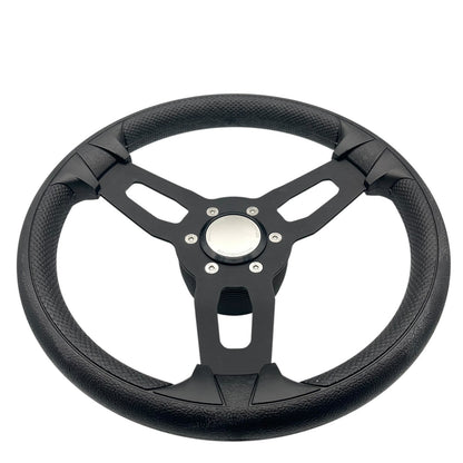 Model 15 Marine Steering Wheel Black Brushed Aluminum Spokes | Bennington