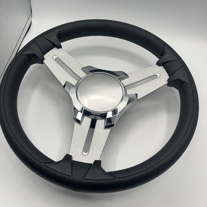 Model 15A Marine Steering Wheel Brushed Alum Spokes | Chrome Blank Cap