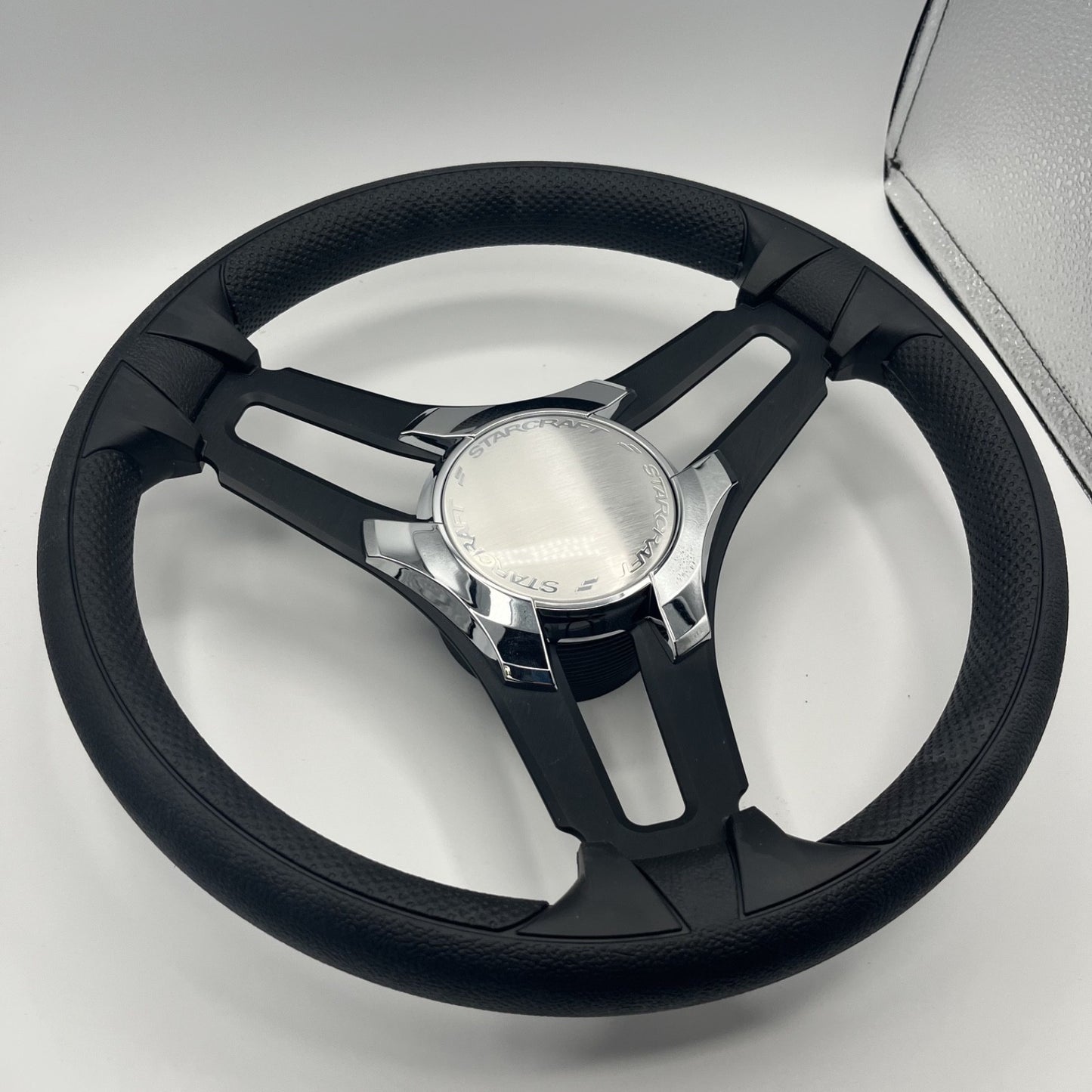 Gussi Italia Marine Steering Wheel Black Brush Metal Spokes | Starcraft