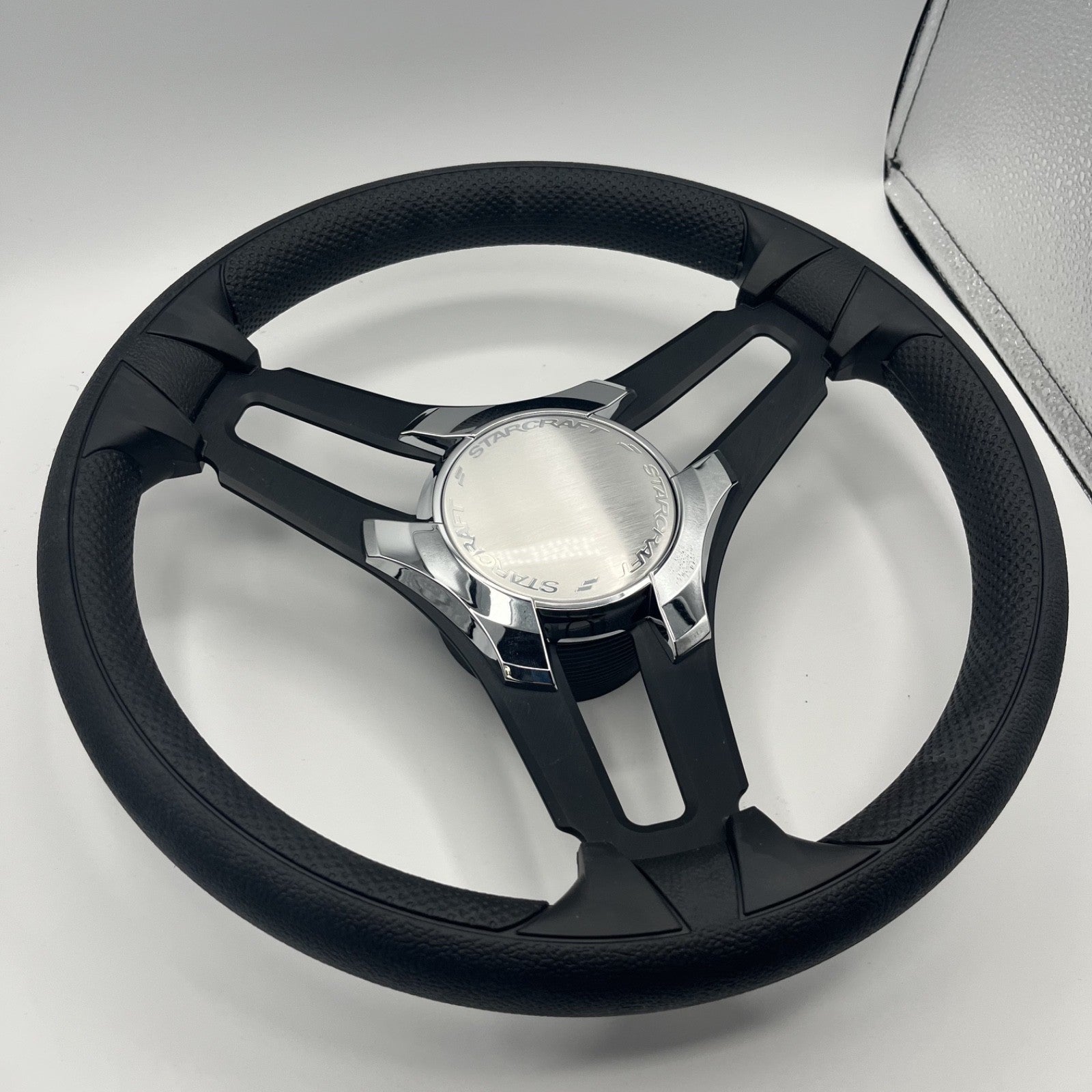 Gussi Italia Marine Steering Wheel Black Brush Metal Spokes | Starcraft