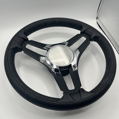 Gussi Italia Marine Steering Wheel Black Brush Metal Spokes | Starcraft
