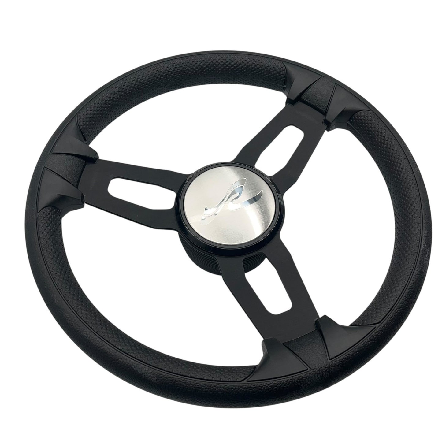 Model 15 Marine Steering Wheel Black Brushed Aluminum Spokes | SeaRay
