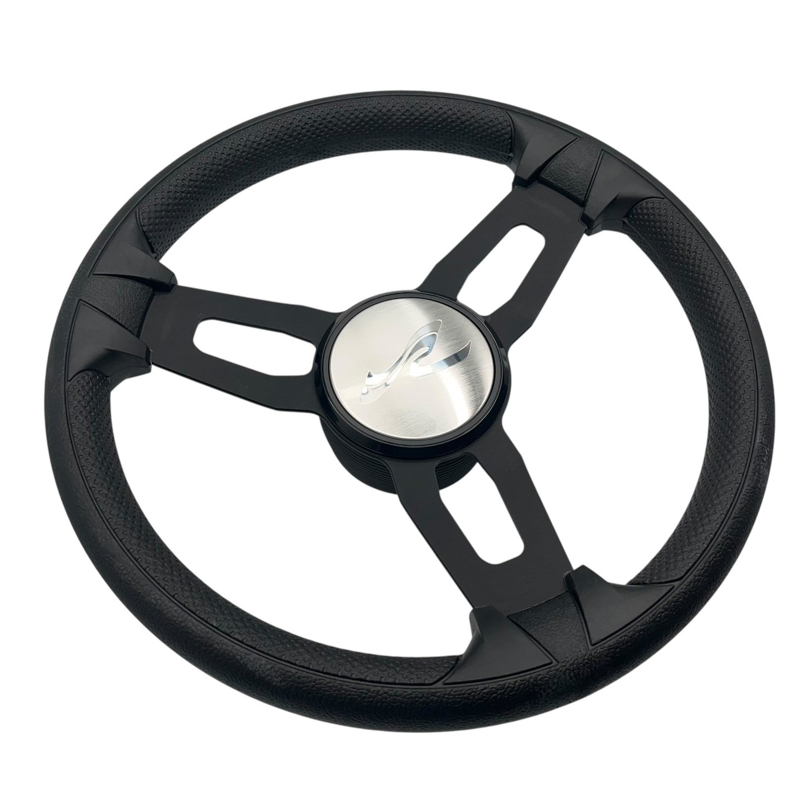 Model 15 Marine Steering Wheel Black Brushed Aluminum Spokes | SeaRay