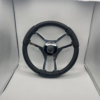 Malera Boat Steering Wheel Chrome Spokes | ABS Chrome Dome Blank SS Ctr.