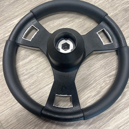 Model M13B Black & Silver Steering Wheel fits CLUB CAR PRECEDENT Golf Carts