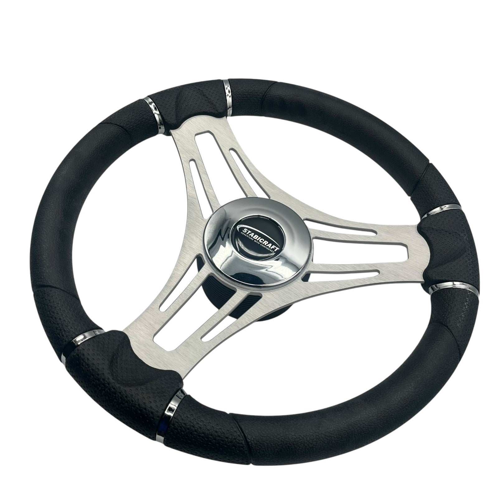 Verona Boat Steering Wheel Gray Brushed Aluminum Spokes | Stabicraft
