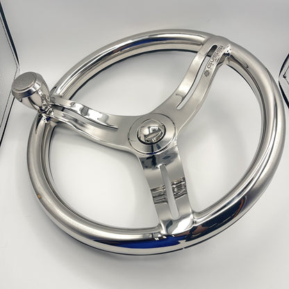 Cimbro Salt Water Boat Steering Wheel+Knob Polished Stainless Steel | Gussi