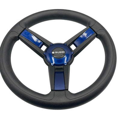Giazza Golf Cart Steering E-Z-GO HUB Soft Touch Rim ABS Spokes - Blue Inserts
