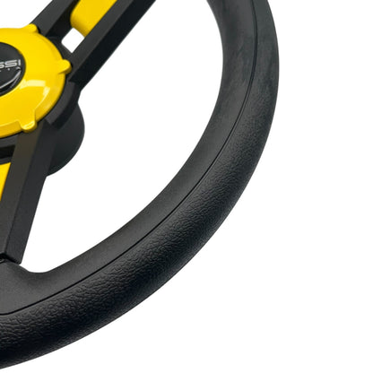Giazza Golf Cart Steering E-Z-GO HUB Soft Touch Rim ABS Spokes - Yellow Inserts