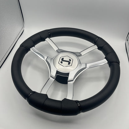Malera Boat Steering Wheel Chrome Spokes | Harris Kayot Gray Star