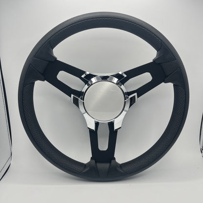 Gussi Italia Boat Model 15 Steering Wheel Black Brushed Alum Spokes |Plain