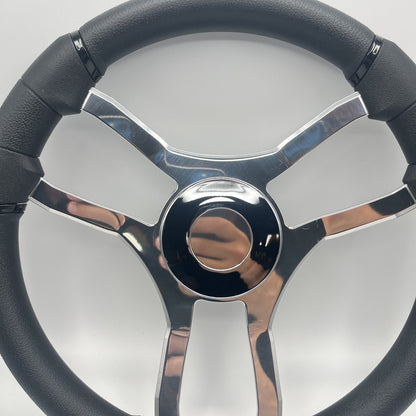 Malera Boat Steering Wheel Chrome Spokes | ABS Chrome Dome Blank SS Ctr.
