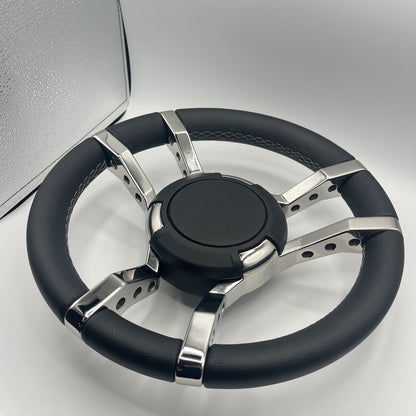 Gussi Italia Boat Steering Wheel Black Stainless Steel Spokes | Gussi Italia