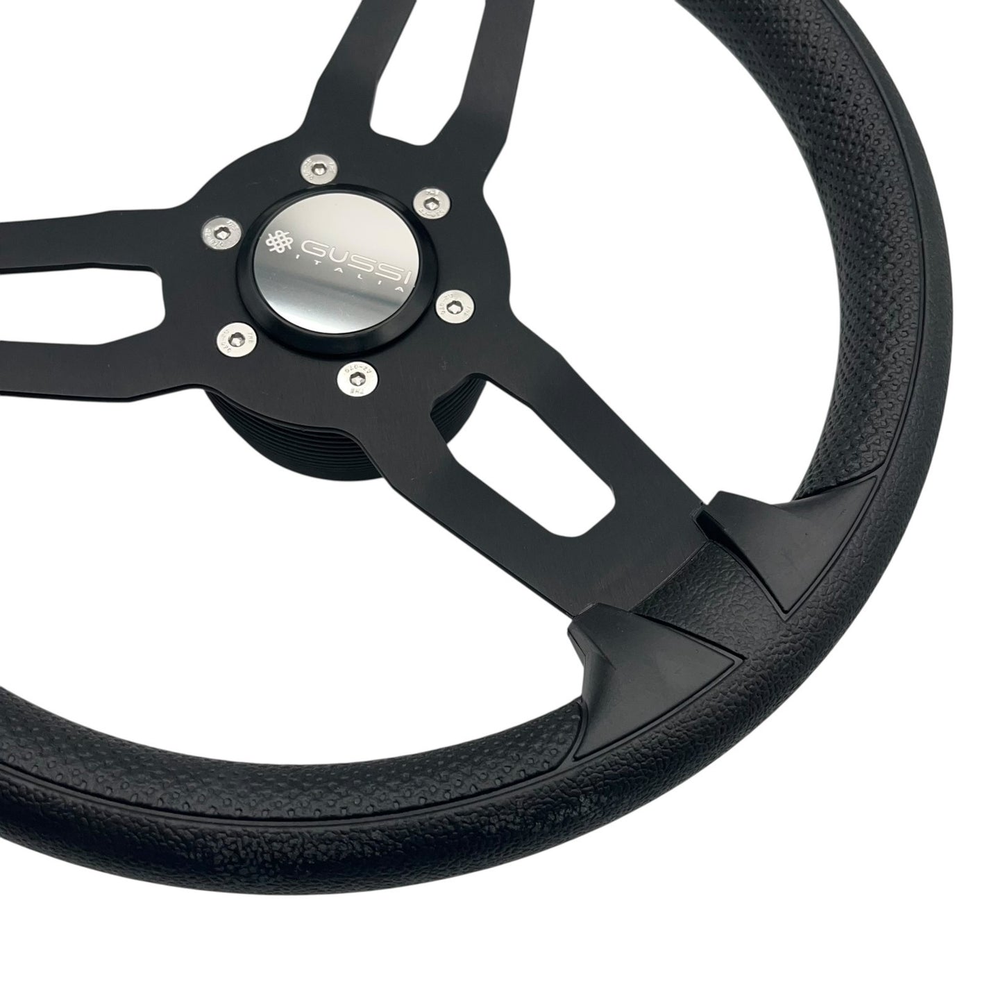 Model 15 Marine Steering Wheel Black Brushed Aluminum Spokes | Gussi Italia